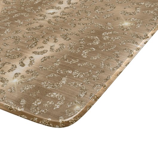 Gold Glam Glitter Leopard Print Snijplank (Hoek)