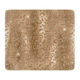 Gold Glam Glitter Leopard Print Snijplank