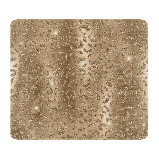 Gold Glam Glitter Leopard Print Snijplank (Voorkant)