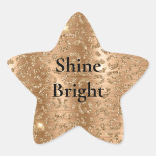 Gold Glam Glitter Leopard Print Ster Sticker