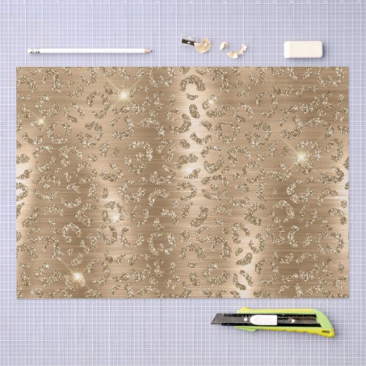 Gold Glam Glitter Leopard Print Tissuepapier (Craft)