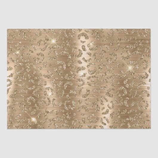 Gold Glam Glitter Leopard Print Tissuepapier (Voorkant)