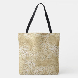 Gold Glam Glitter Leopard Print Tote Bag