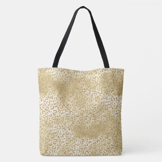 Gold Glam Glitter Leopard Print Tote Bag (Achterkant)