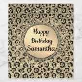 Gold Glam Glitter Leopard Print Wijn Etiket (Enkel label)