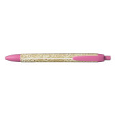 Gold Glam Glitter Leopard Print Zwarte Inkt Pen (Achterkant)