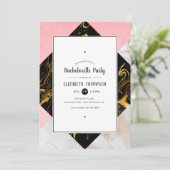 Gold Glam Glitter Marble Bachelorette Party Kaart (Staand voorkant)