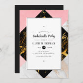 Gold Glam Glitter Marble Bachelorette Party Kaart (Voorkant / Achterkant)