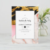 Gold Glam Glitter Marble Bachelorette Party Kaart (Staand voorkant)