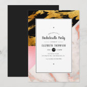 Gold Glam Glitter Marble Bachelorette Party Kaart (Voorkant / Achterkant)