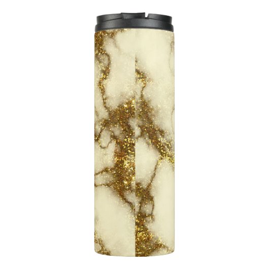 Gold Glam Glitter Marble Thermosbeker (Achterkant)