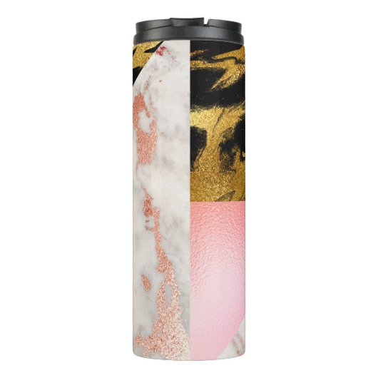 Gold Glam Glitter Marble Thermosbeker (Achterkant)