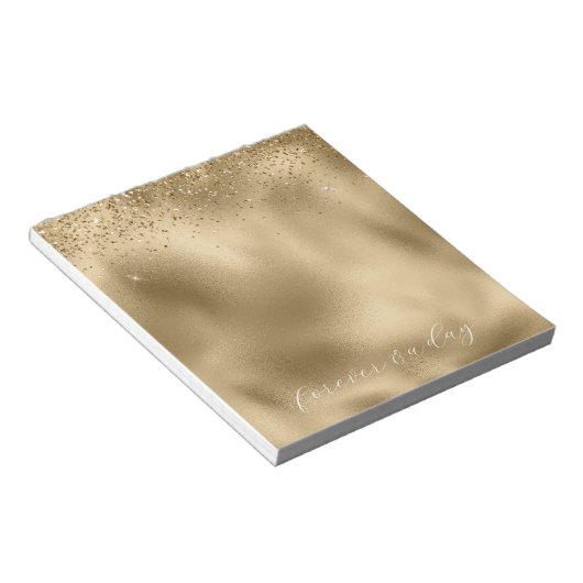 Gold Glam Glitter Notitieblok (Schuin)