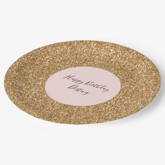 Gold Glam Glitter Papieren Bordje (Gekanteld)