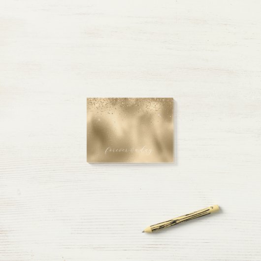 Gold Glam Glitter Post-it® Notes (Op bureau)