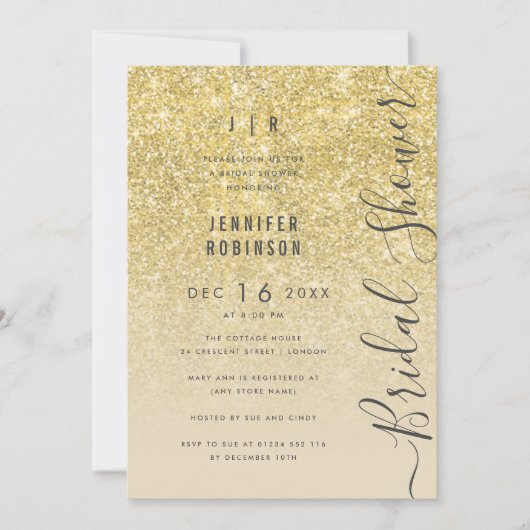 Gold Glam Glitter Script-Vrijgezellenfeest Kaart (Voorkant)