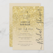 Gold Glam Glitter Script-Vrijgezellenfeest Kaart (Voorkant / Achterkant)