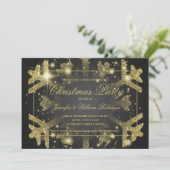 Gold Glam Glitter Sneeuwvlok Kerstvakantie Zwart Kaart (Staand voorkant)