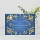 Gold Glam Glitter Snowflake Xmas Holiday Blue Kaart (Staand voorkant)
