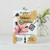 Gold Glam glitter Spa Birthday party Kaart (Staand voorkant)