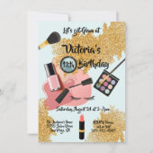 Gold Glam glitter Spa Birthday party Kaart (Voorkant)