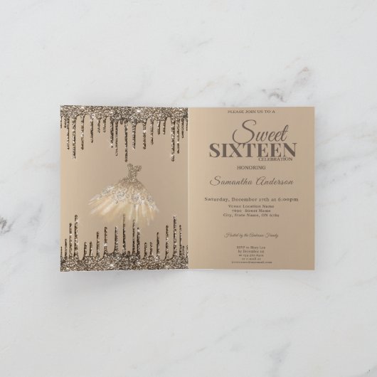 Gold Glam Glitter Spark Sweet 16 Birthday Party (Binnen)