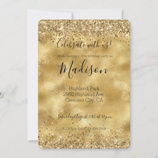 Gold Glam Glitter Sparkle Confetti Kaart (Voorkant)