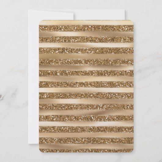 Gold Glam Glitter Stripes Verjaardag Kaart (Achterkant)