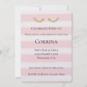 Gold Glam Glitter Wimpers Stripes Verjaardag Kaart (Voorkant)