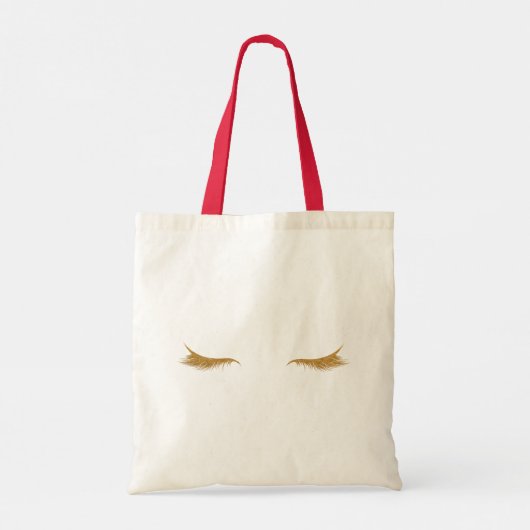 Gold Glam Glitter Wimpers Tote Bag (Achterkant)