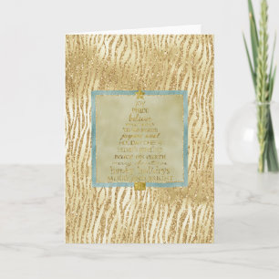 Gold Glam Glitter Zebra kerstboom Kaart