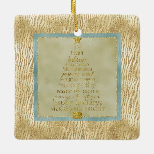 Gold Glam Glitter Zebra kerstboom Keramisch Ornament (Voorkant)