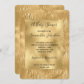 Gold Glam Glitz Zebra Print Baby shower Kaart (Voorkant / Achterkant)