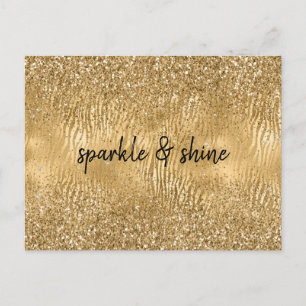 Gold Glam Glitz Zebra Print Faux Glitter Briefkaart