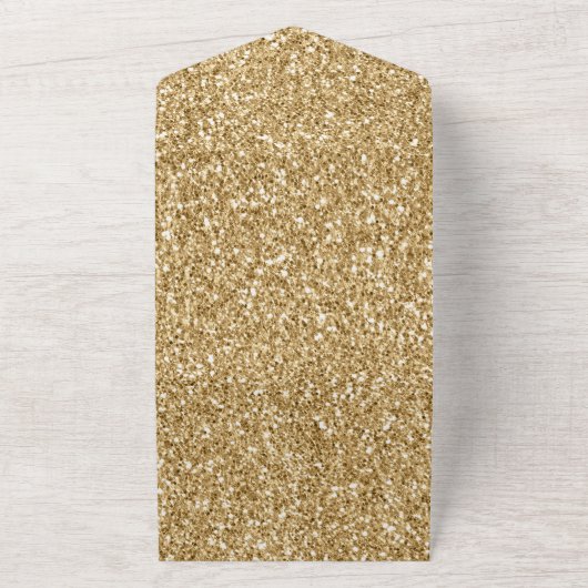 Gold Glam Glitzy Glitter All In One Uitnodiging (Buitenkant)
