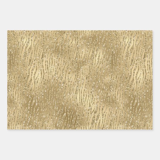 Gold Glam Glitzy Glitter Leopard Print Inpakpapier Vel (Voorkant 2)