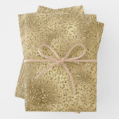 Gold Glam Glitzy Glitter Leopard Print Inpakpapier Vel (In situ)