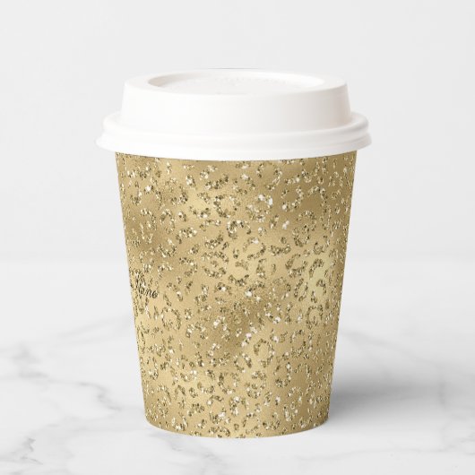 Gold Glam Glitzy Glitter Leopard Print Papieren Bekers (Links)