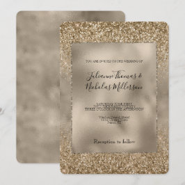 Gold Glam Glitzy Glitter Wedding Kaart