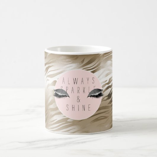 Gold Glam Glitzy Silver Sparkle Eyes Stripes Koffiemok (Center)