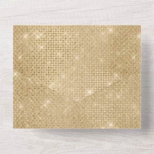 Gold Glam Glitzy Sparkle All In One Uitnodiging (Achterkant)