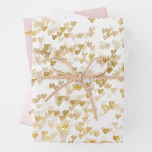 Gold Glam Hearts Confetti Variety Inpakpapier Vel (In situ)