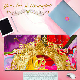 Gold Glam Initiaal B Monogram Motivatie Abstract Bureaumat