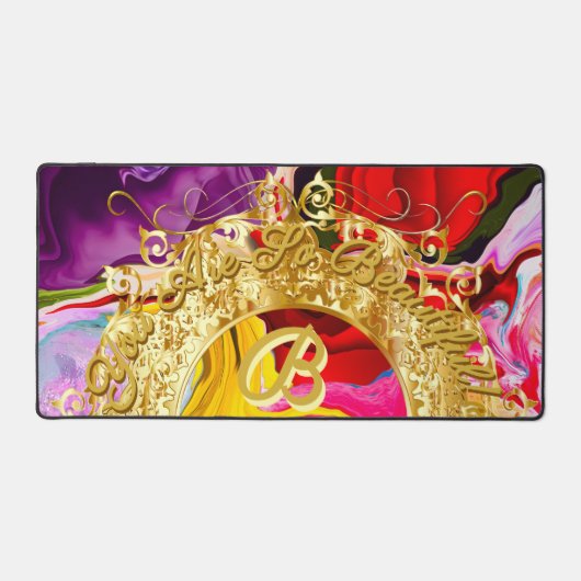 Gold Glam Initiaal B Monogram Motivatie Abstract Bureaumat (Voorkant)