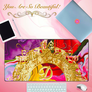 Gold Glam Initiaal D Monogram Motivatie Abstract Bureaumat