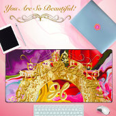 Gold Glam Initiaal H Monogram Motivatie Abstract Bureaumat