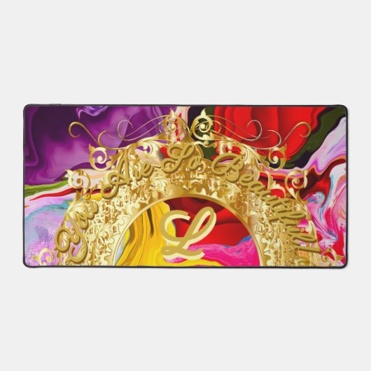 Gold Glam Initiaal L Monogram Motivatie Abstract Bureaumat (Voorkant)