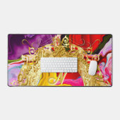 Gold Glam Initiaal N Monogram Motivatie Abstract Bureaumat (Keyboard & Muis)