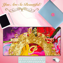 Gold Glam Initiaal P Monogram Motivatie Abstract Bureaumat