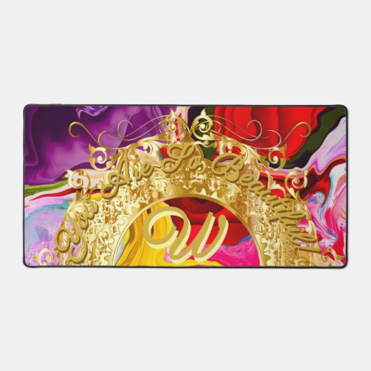Gold Glam Initiaal W Monogram Motivatie Abstract Bureaumat (Voorkant)